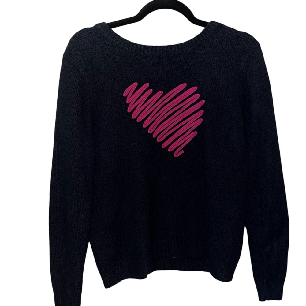 NAVY BLUE SWEATER WITH PINK HEART